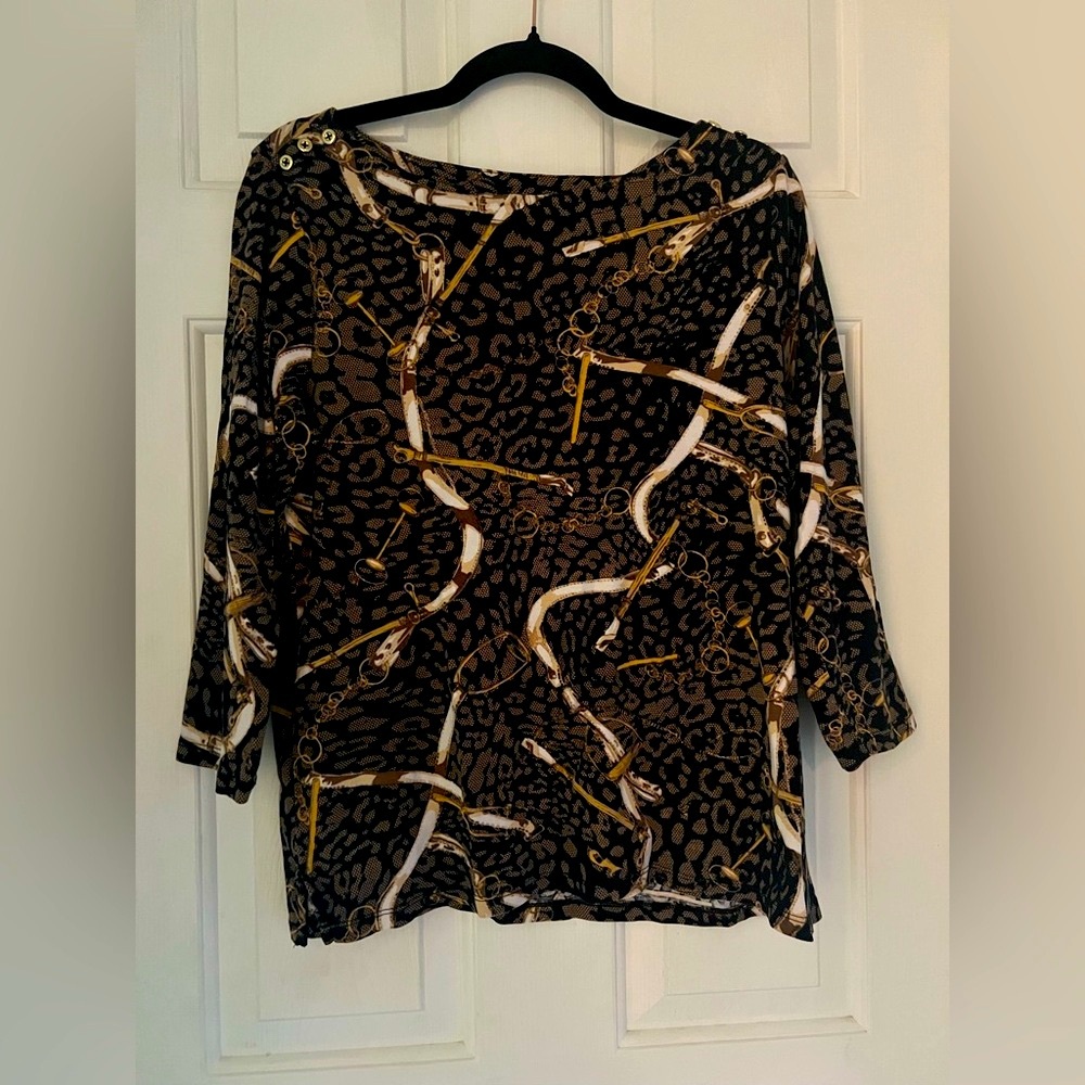 Rafaella Black and Gold Patterned Blouse